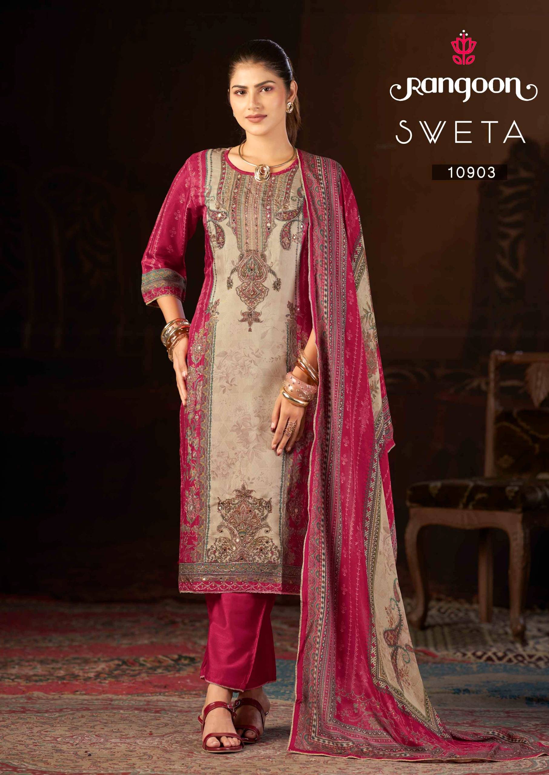 SVETA by Rangoon 10901 To 10904 Series Beautiful Pakistani Suits Wear Pure Muslin Stitched Dresses At Wholesale Price